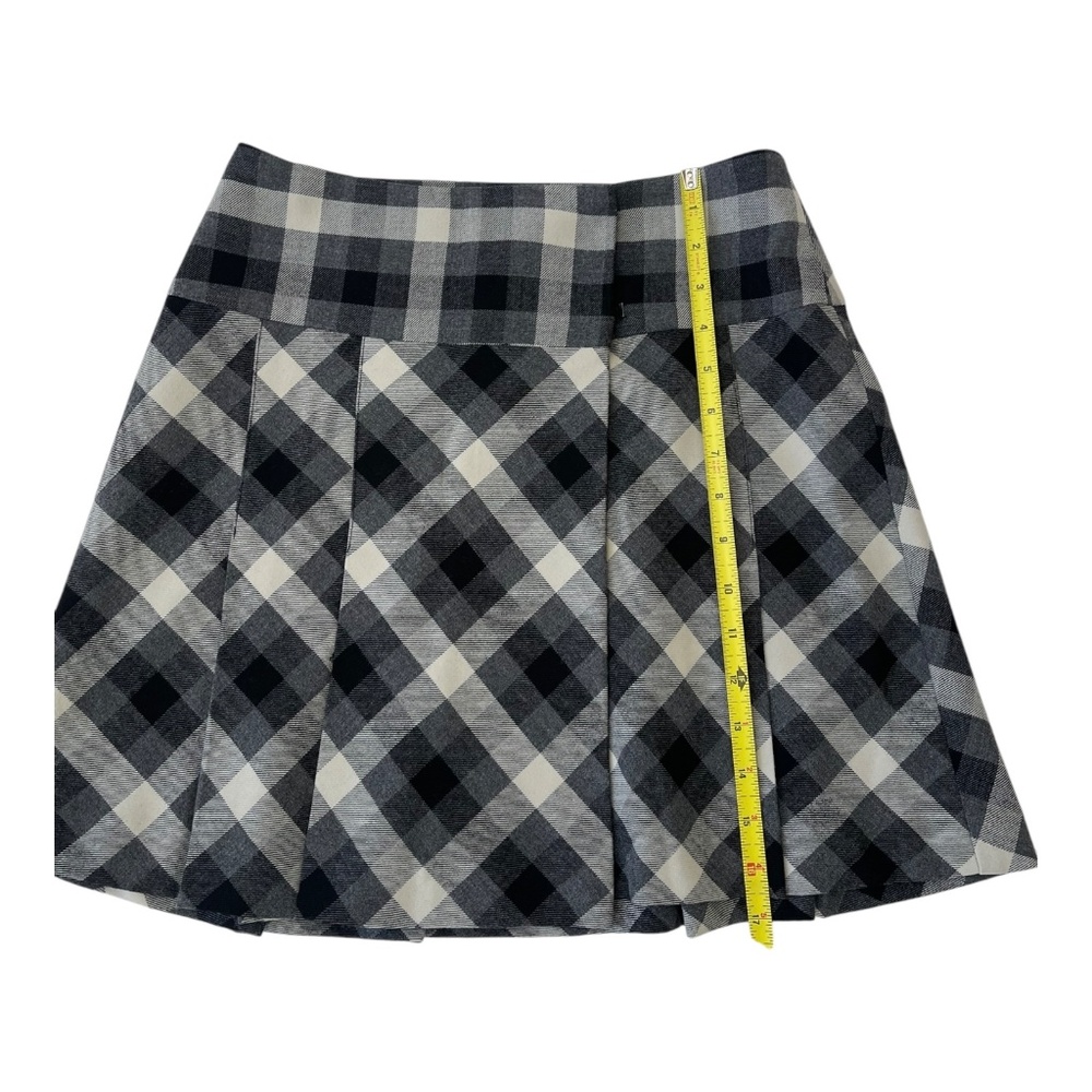 The Limited Black and White Cream Mini A-Line Pleated Plaid Skirt Size 0 - Picture 4 of 12
